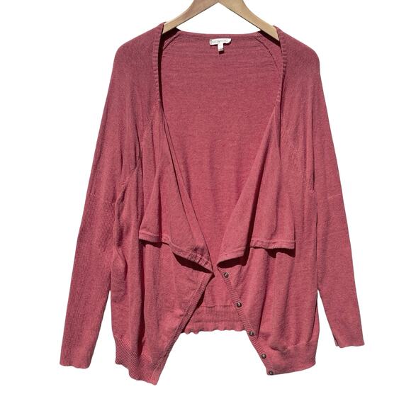 EILEEN FISHER Women’s Rose Pink Waterfall Button Up Cardigan large - Picture 1 of 4